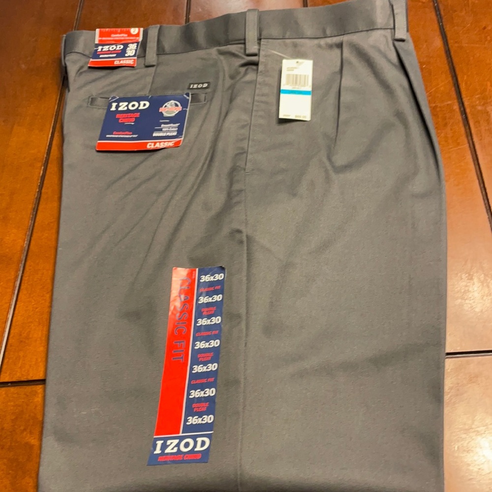 Asphalt color Izod Heritage Chino Double Pleat